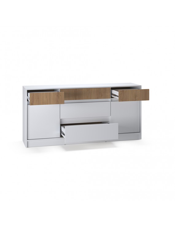 Великий комод із дверима та шухлядами Еверест Стайл-1600 160,2х39х75,4 см Німфея Альба (білий)/Канелла (DTM-073571)