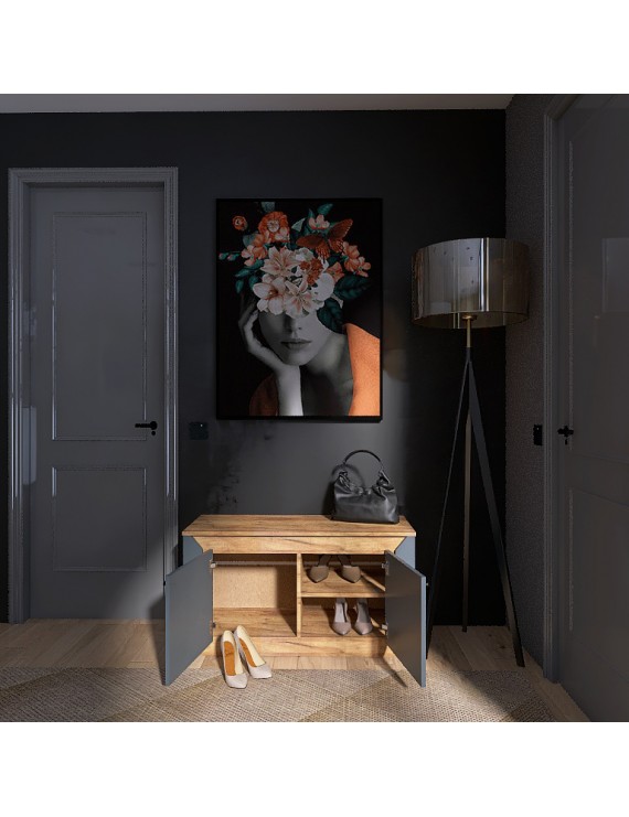 Тумба 2-х дверна закрита Еверест Нордік-980 98х38х53 см Графіт + Дуб крафт золотий (DTM-5526)