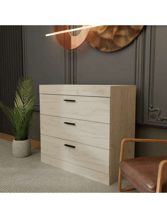 Комод Еверест на 3 ящики Соната-1 80х38х75 дуб крафт білий (DTM-2693)