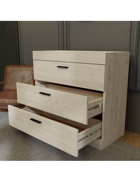 Комод Еверест на 3 ящики Соната-1 80х38х75 дуб крафт білий (DTM-2693)