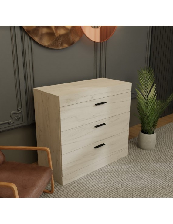 Комод Еверест на 3 ящики Соната-1 80х38х75 дуб крафт білий (DTM-2693)