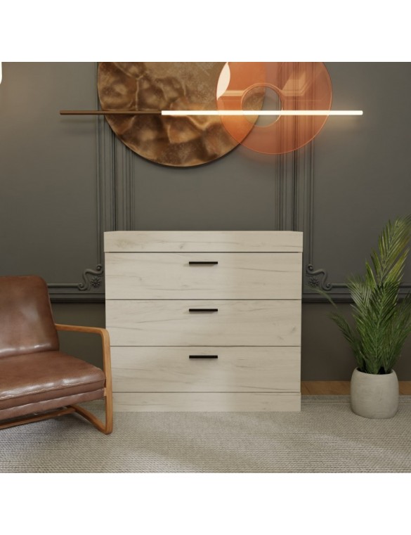 Комод Еверест на 3 ящики Соната-1 80х38х75 дуб крафт білий (DTM-2693)