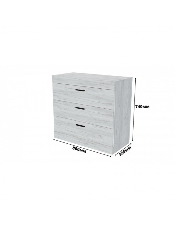 Комод Еверест на 3 ящики Соната-1 80х38х75 дуб крафт білий (DTM-2693)