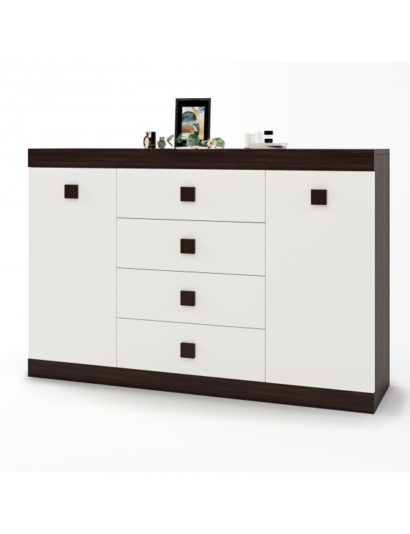 Великий комод Еверест на 4 ящики Соната-8 140х38х94 венге темний + білий (DTM-2015)