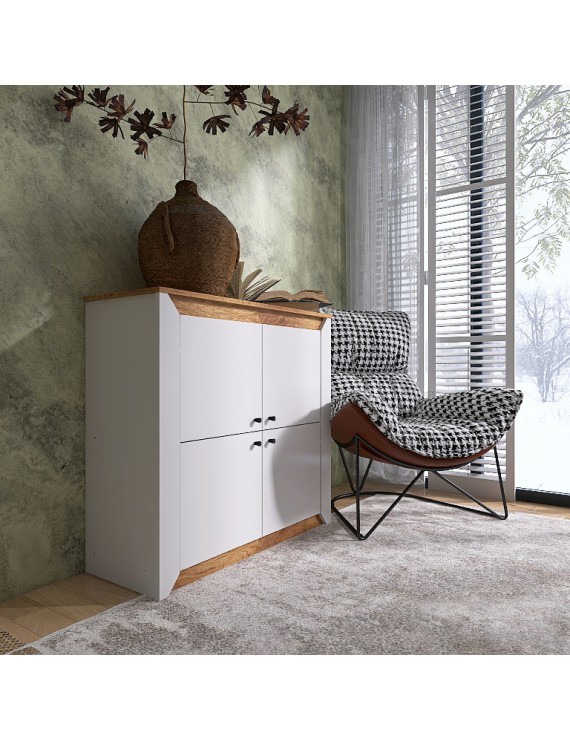 Тумба 4-х дверна закрита Еверест Нордік-980 98х38х92 см Білий + Дуб крафт золотий (DTM-5527)