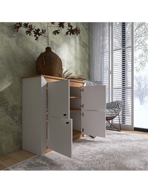 Тумба 4-х дверна закрита Еверест Нордік-980 98х38х92 см Білий + Дуб крафт золотий (DTM-5527)