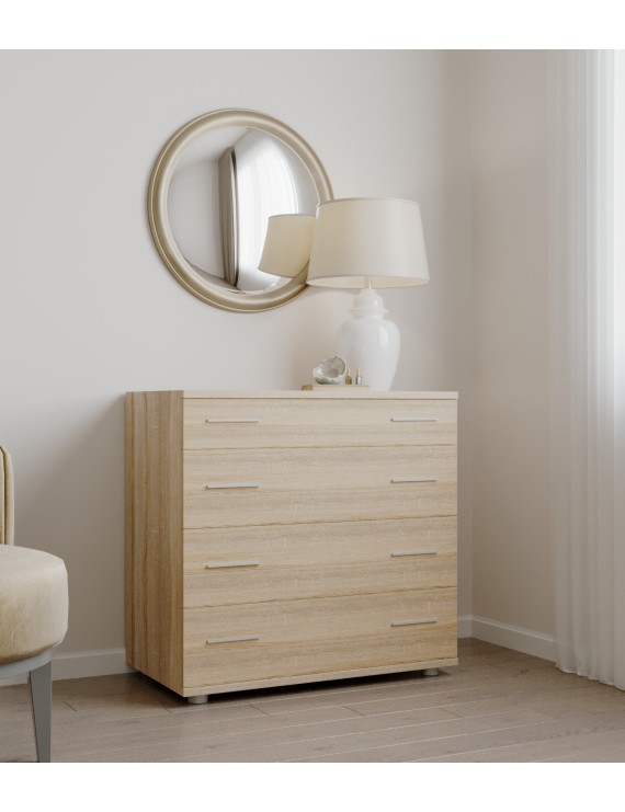 Маленький комод Еверест на 4 ящики К-1 80х45х73 дуб сонома (телескопи) (DTM-2445)