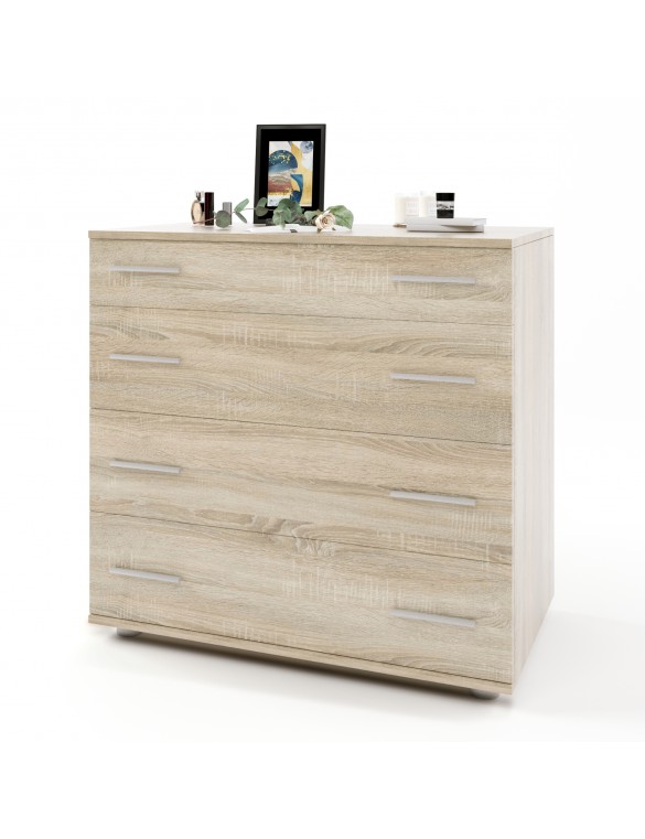 Маленький комод Еверест на 4 ящики К-1 80х45х73 дуб сонома (телескопи) (DTM-2445)