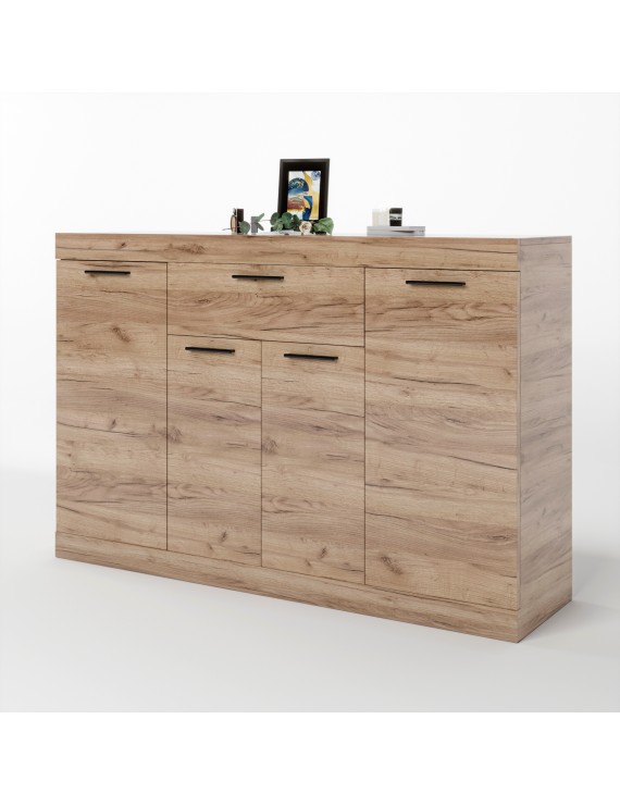 Великий комод Еверест з дверцятами та ящиком Соната-7 140х38х94 дуб крафт золотий (DTM-2706)