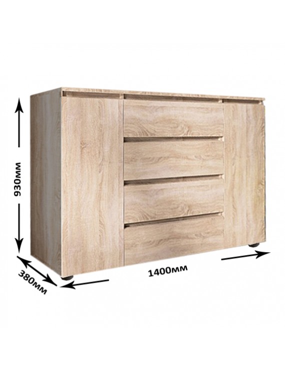 Комод Еверест КЛ-4 Лайт (телескопічні) 140х38х93 см Дуб сонома (DTM-4645)