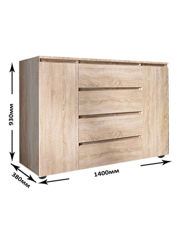Комод Еверест КЛ-4 Лайт (телескопічні) 140х38х93 см Дуб сонома (DTM-4645)