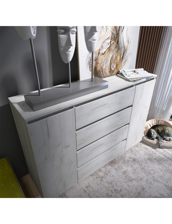 Комод Еверест КЛ-4 Лайт (телескопічні) 140х38х93 см Дуб Крафт білий (DTM-071077)