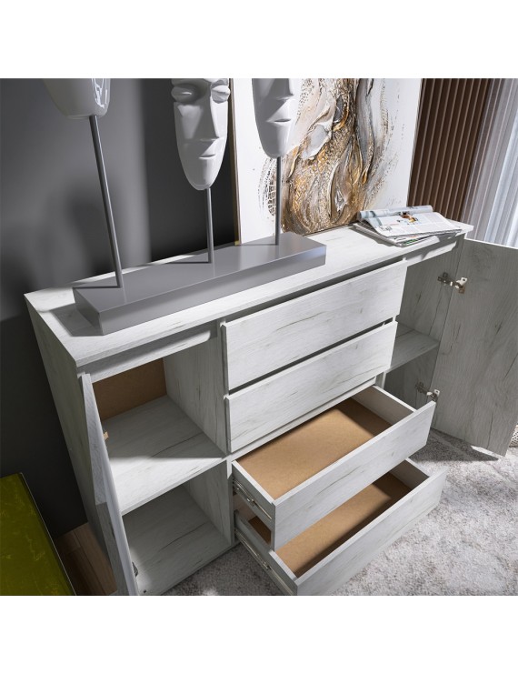 Комод Еверест КЛ-4 Лайт (телескопічні) 140х38х93 см Дуб Крафт білий (DTM-071077)