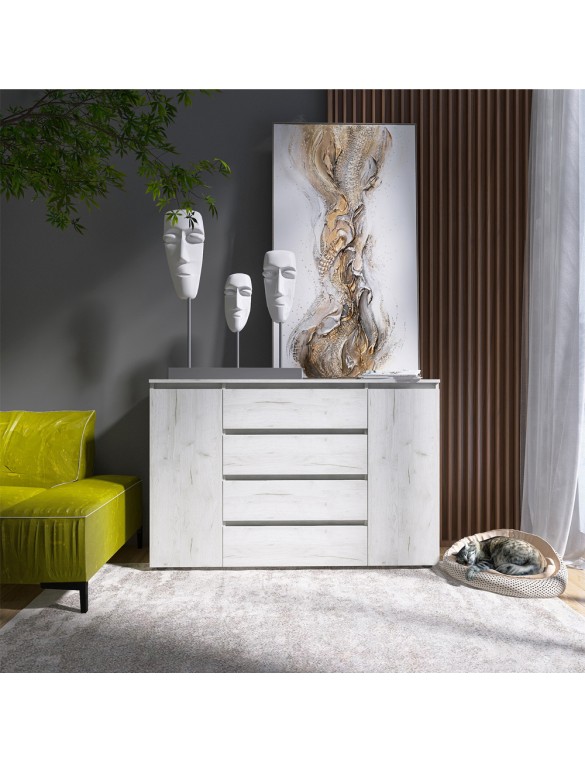 Комод Еверест КЛ-4 Лайт (телескопічні) 140х38х93 см Дуб Крафт білий (DTM-071077)