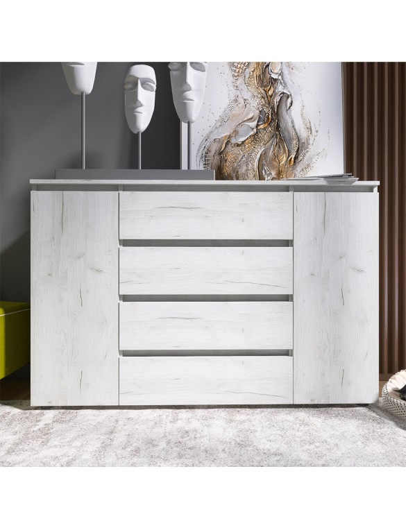 Комод Еверест КЛ-4 Лайт (телескопічні) 140х38х93 см Дуб Крафт білий (DTM-071077)