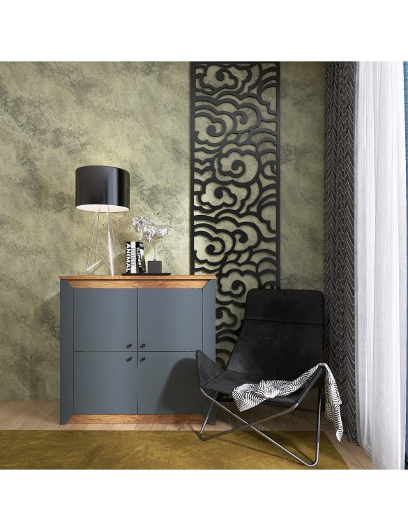 Тумба 4-х дверна закрита Еверест Нордік-980 98х38х92 см Графіт + Дуб крафт золотий (DTM-5528)