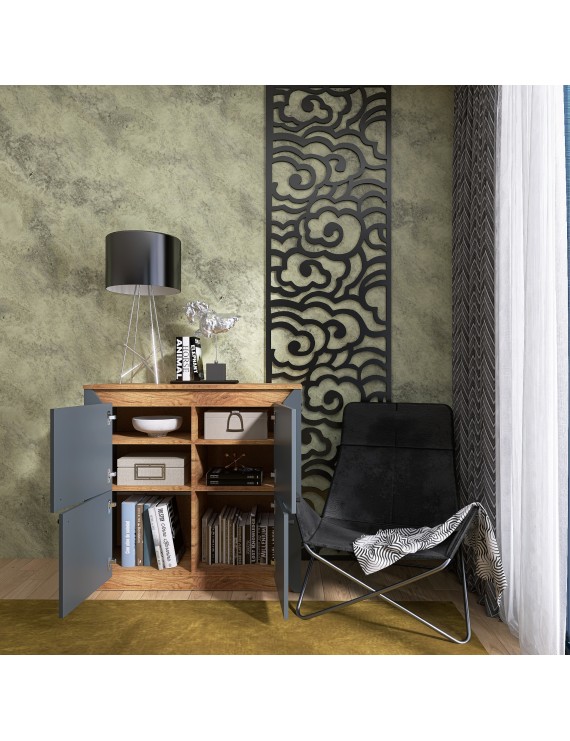 Тумба 4-х дверна закрита Еверест Нордік-980 98х38х92 см Графіт + Дуб крафт золотий (DTM-5528)