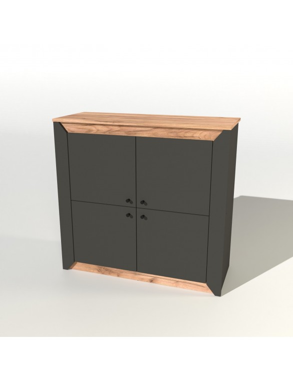 Тумба 4-х дверна закрита Еверест Нордік-980 98х38х92 см Графіт + Дуб крафт золотий (DTM-5528)