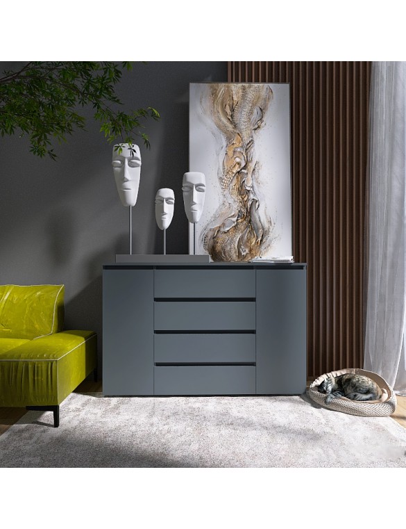 Комод Еверест КЛ-4 Лайт (телескопічні) 140х38х93 см Графіт (DTM-4899)