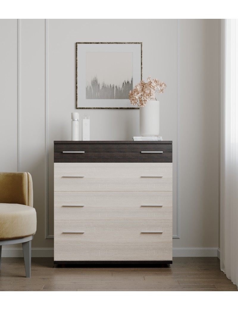 Комод для постільної білизни Еверест К-2 80х45х85 венге темний + дуб молочний (телескопи) (DTM-2449)