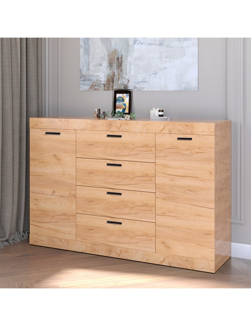 Великий комод Еверест на 4 ящика Соната-8 140х38х94 дуб крафт золотий (DTM-2708)