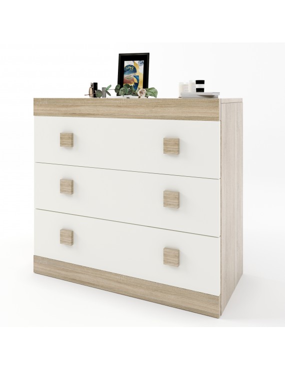 Комод Еверест на 3 ящики Соната-1 80х38х75 дуб сонома + білий (DTM-2044)
