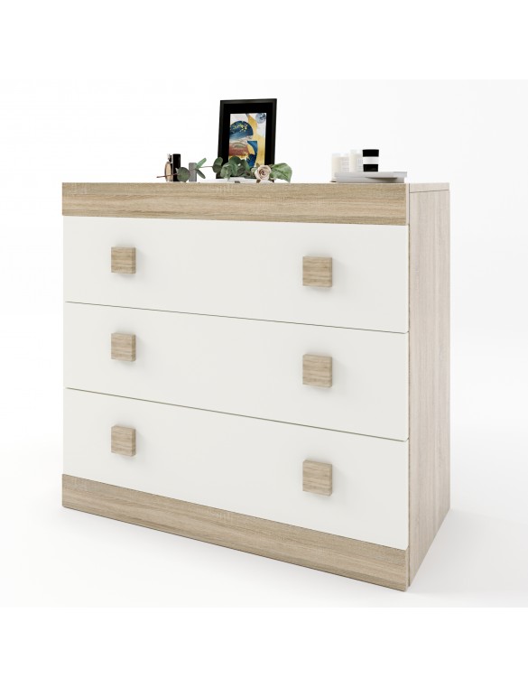 Комод Еверест на 3 ящики Соната-1 80х38х75 дуб сонома + білий (DTM-2044)