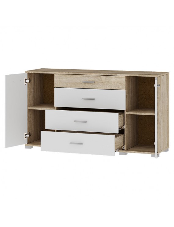 Комод для вітальні Еверест Бриз К-6 (телескопи) 130х38х72.5 Дуб сонома/Білий (DTM-073867)