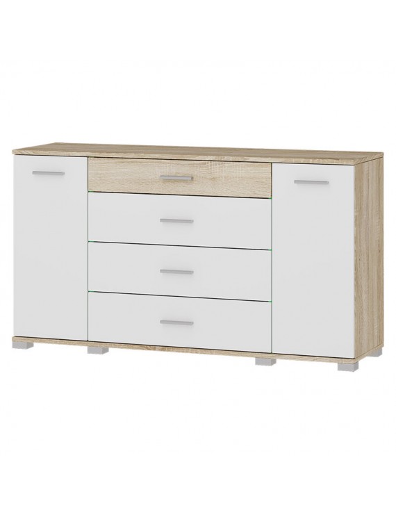 Комод для вітальні Еверест Бриз К-6 (телескопи) 130х38х72.5 Дуб сонома/Білий (DTM-073867)