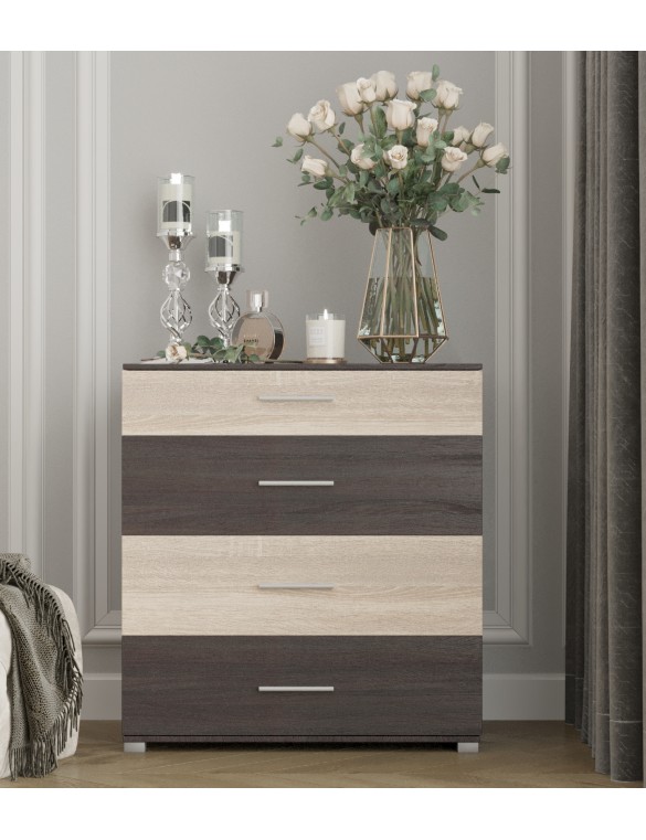 Комод Еверест на 4 ящики Бриз К-5 (телескопи) 70х38х72.5 венге + дуб молочний (DTM-2490)