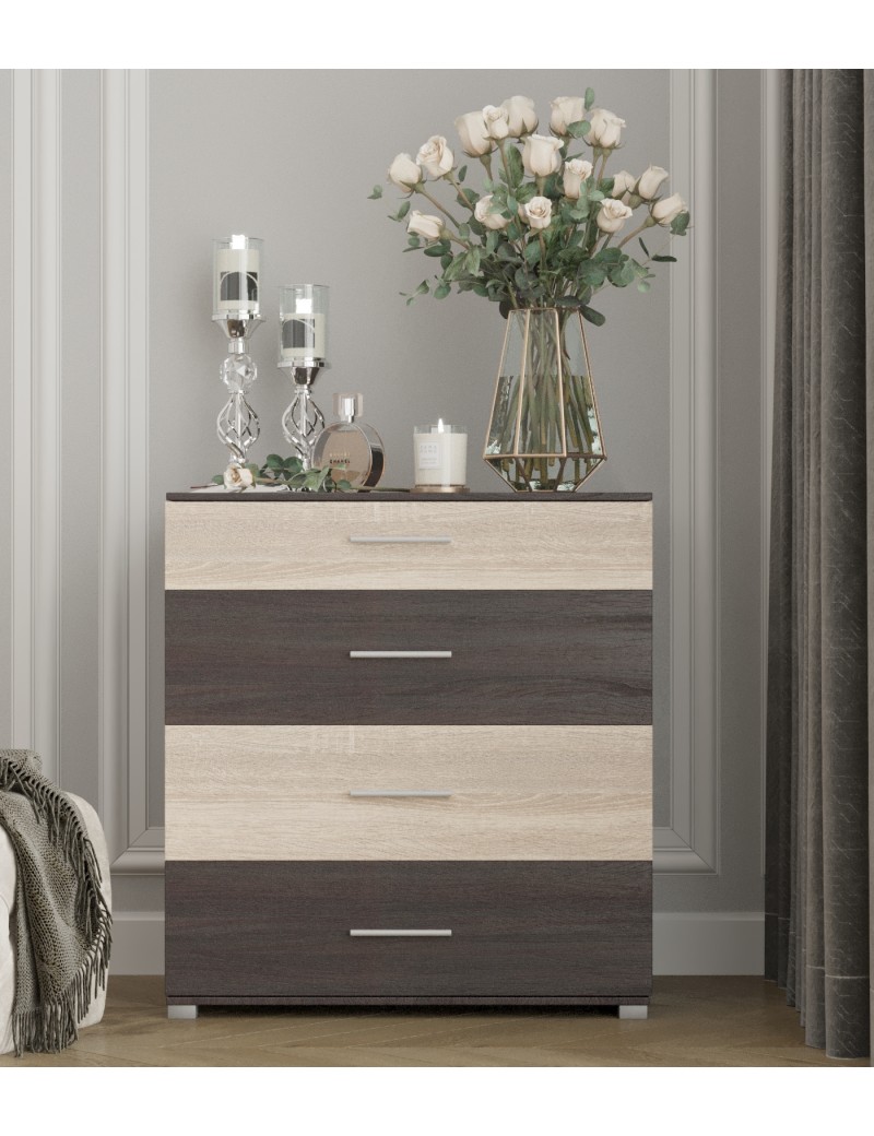 Комод Еверест на 4 ящики Бриз К-5 (телескопи) 70х38х72.5 венге + дуб молочний (DTM-2490)