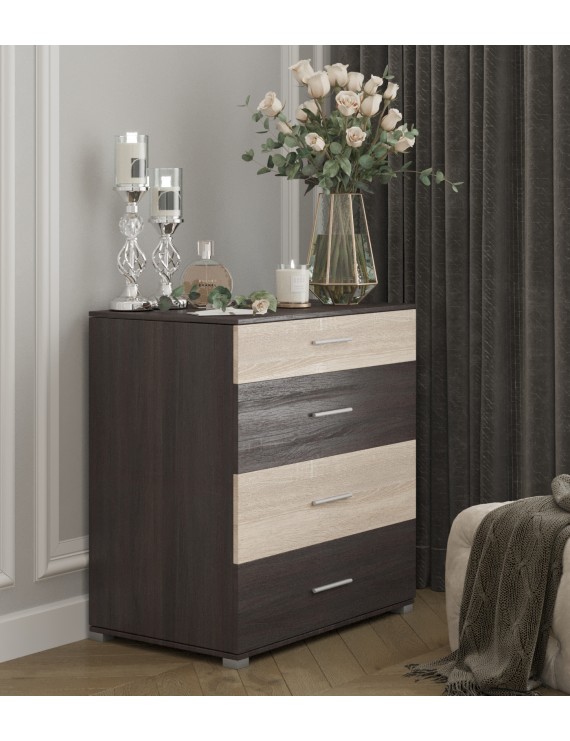 Комод Еверест на 4 ящики Бриз К-5 (телескопи) 70х38х72.5 венге + дуб молочний (DTM-2490)