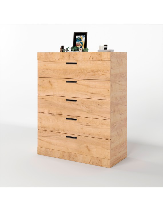 Високий комод Еверест на 5 ящиків Соната-2 80х38х101 дуб крафт золотий (DTM-2696)
