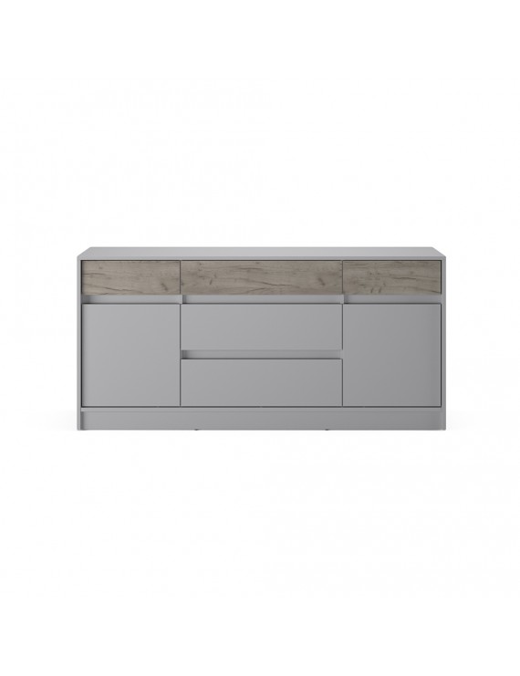 Великий комод із дверима та шухлядами Еверест Стайл-1600 160,2х39х75,4 см Кашемір/Дуб крафт сірий (DTM-071156)