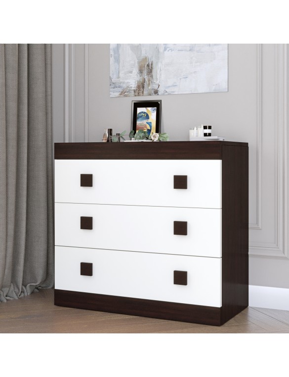 Комод Еверест на 3 ящики Соната-1 80х38х75 венге темний + білий (DTM-2046)