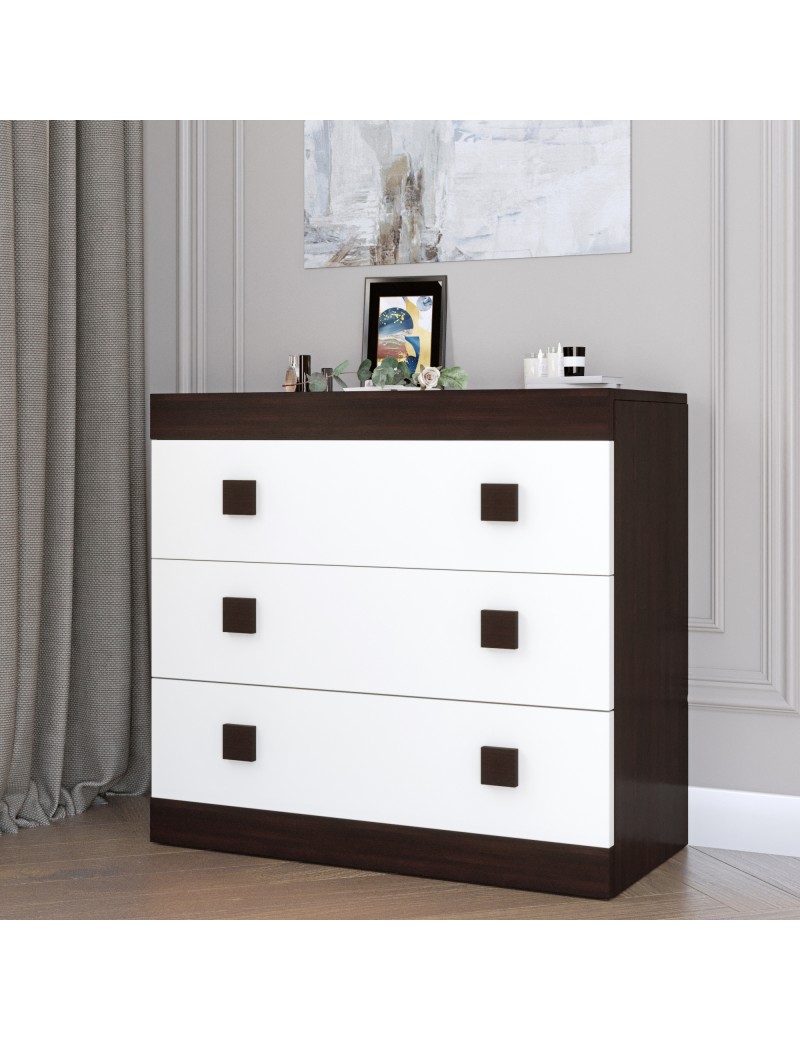 Комод Еверест на 3 ящики Соната-1 80х38х75 венге темний + білий (DTM-2046)