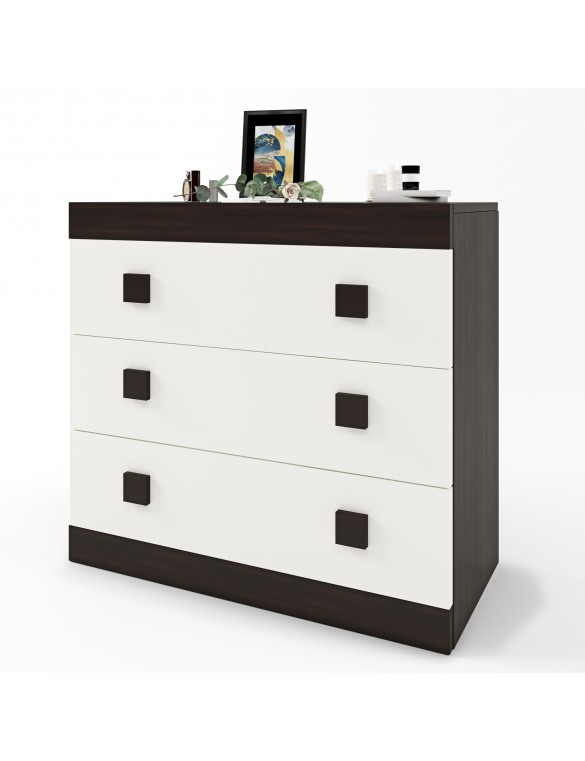 Комод Еверест на 3 ящики Соната-1 80х38х75 венге темний + білий (DTM-2046)
