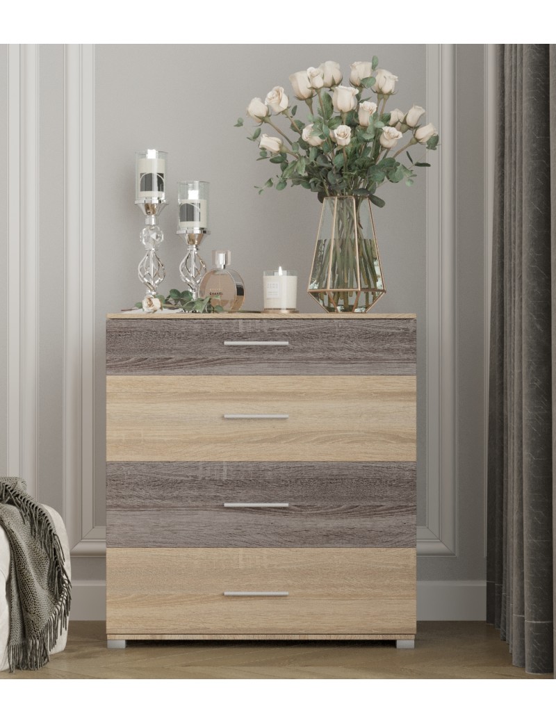 Комод Еверест на 4 ящики Бриз К-5 (телескопи) 70х38х72.5 дуб сонома + трюфель (DTM-2491)