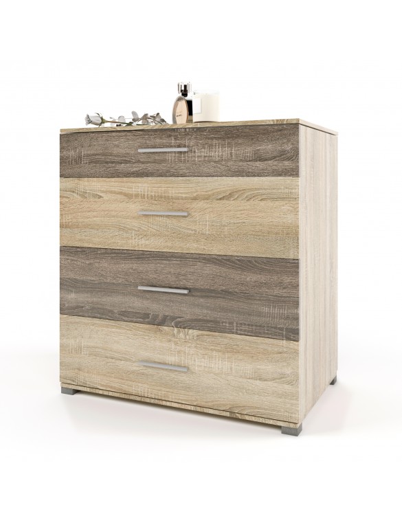 Комод Еверест на 4 ящики Бриз К-5 (телескопи) 70х38х72.5 дуб сонома + трюфель (DTM-2491)