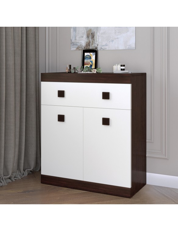 Комод з дверима та ящиком Еверест Соната-4 80х38х94 венге + білий (DTM-2475)