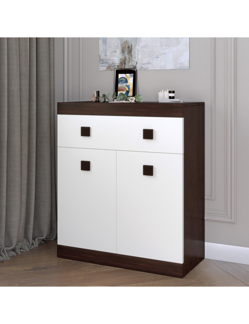 Комод з дверима та ящиком Еверест Соната-4 80х38х94 венге + білий (DTM-2475)