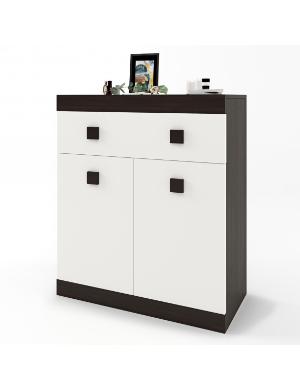 Комод з дверима та ящиком Еверест Соната-4 80х38х94 венге + білий (DTM-2475)