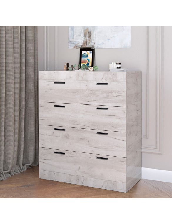 Комод для речей Еверест на 5 ящиків Соната-3 80х38х94 дуб крафт білий (DTM-2697)