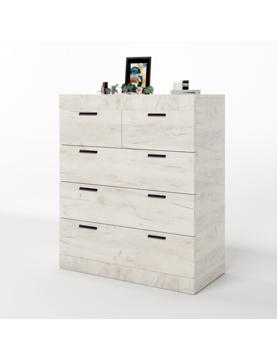 Комод для речей Еверест на 5 ящиків Соната-3 80х38х94 дуб крафт білий (DTM-2697)
