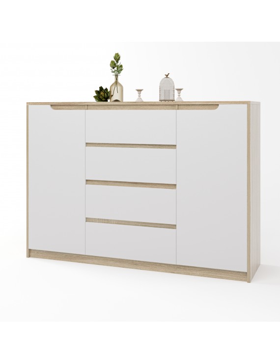 Великий комод для дому Еверест Мікс-3 (телескопи) 140х38х97 дуб сонома + білий (DTM-2005)