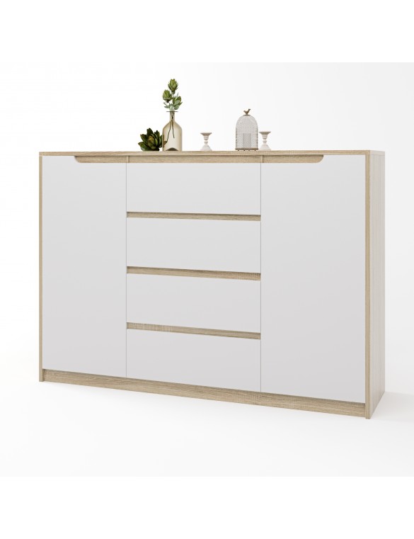 Великий комод для дому Еверест Мікс-3 (телескопи) 140х38х97 дуб сонома + білий (DTM-2005)