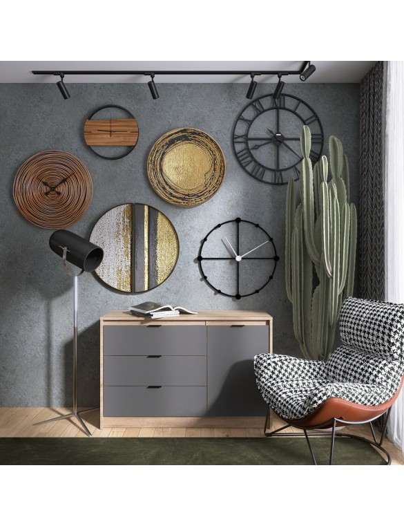 Комод із дверима та 3-ма шухлядами Еверест Сіті-1150 115,2х38х74,6 Дуб сонома/Графіт (DTM-071099)