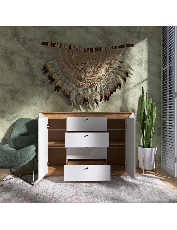 Комод в спальню Еверест Нордік-1400 140х38х95 см Білий + Дуб крафт золотий (DTM-5531)