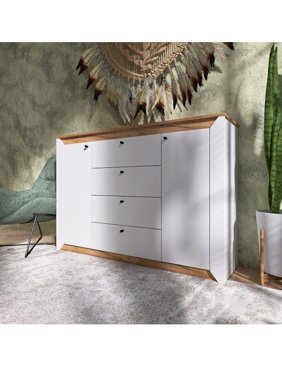 Комод в спальню Еверест Нордік-1400 140х38х95 см Білий + Дуб крафт золотий (DTM-5531)