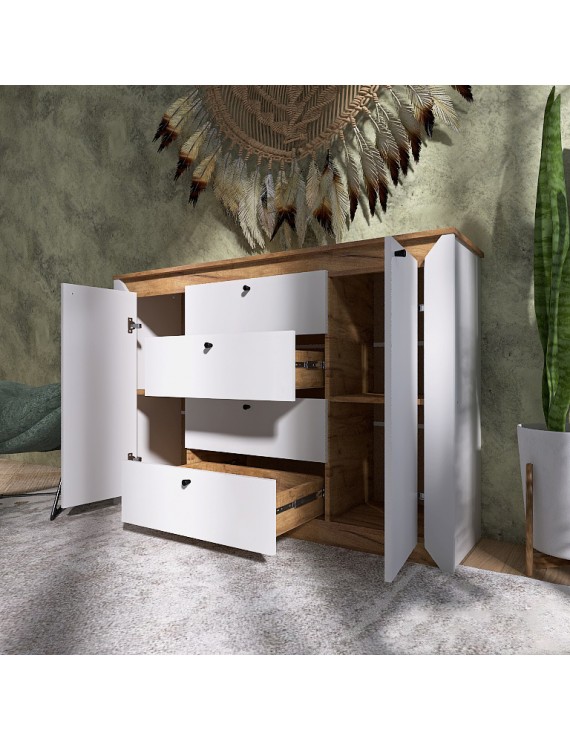 Комод в спальню Еверест Нордік-1400 140х38х95 см Білий + Дуб крафт золотий (DTM-5531)